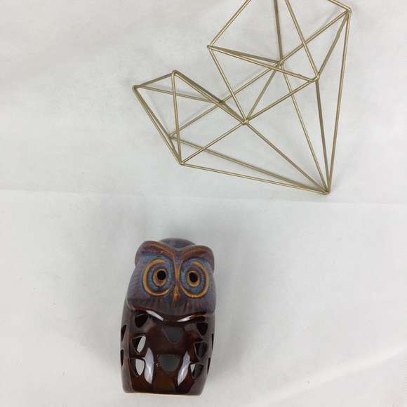 Purple Blue & Brown Glazed Owl Candle Holder - Picture 5 of 5